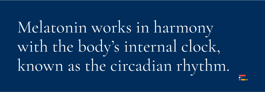 Melatonin works in harmony with the body's internal clock, known as the circadian rhythm.