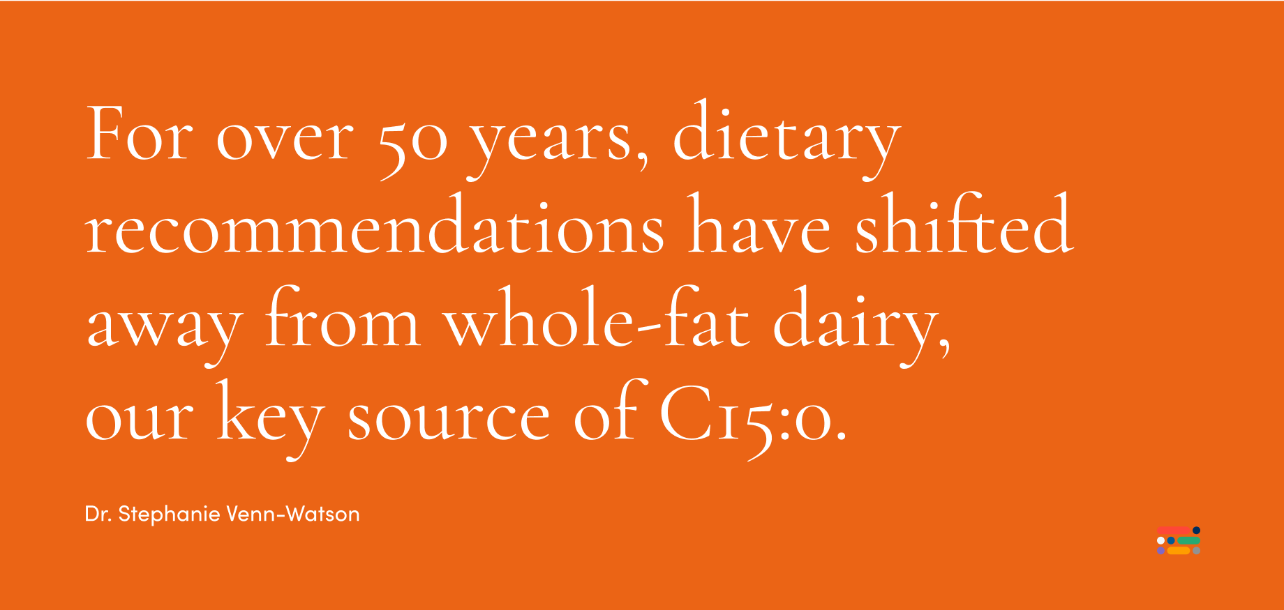 For over 50 years, dietary recommendations have shifted away from whole fat dairy - our key source of C15:0.